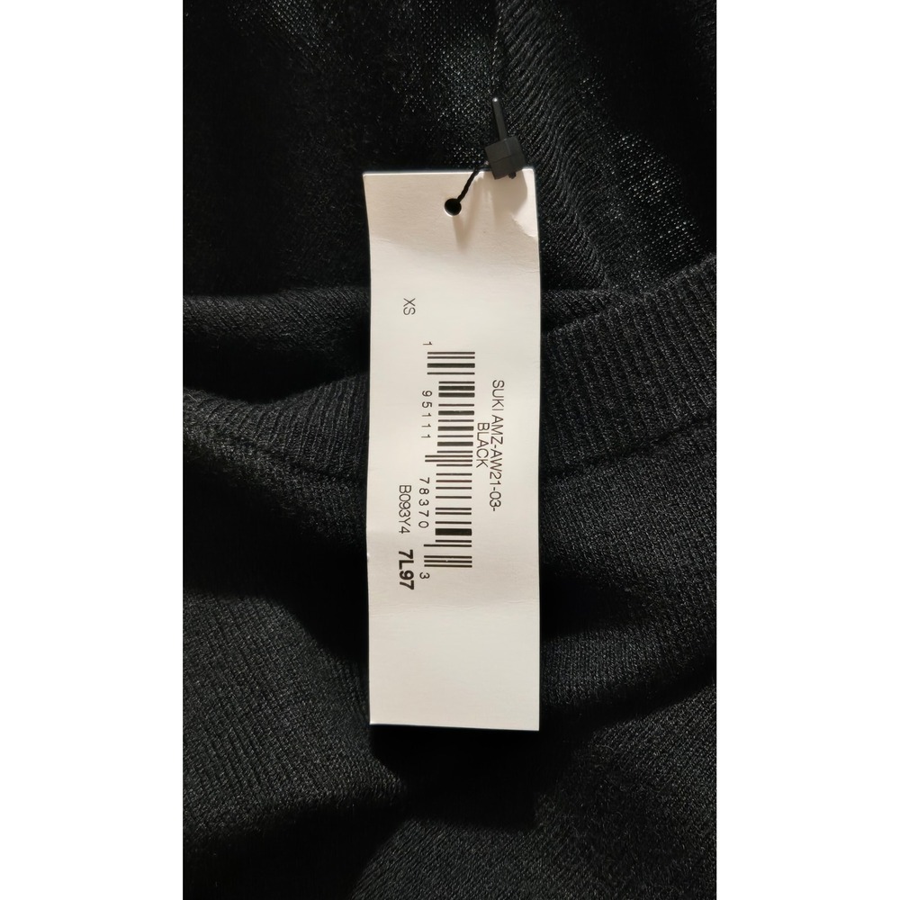 The Drop Suki Black Rib Knit Long Sleeve V-Back Midi Sweater Dress XS NEW - Picture 6 of 7